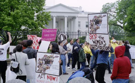 More than 100 supporters of RAWA Rallied in Lafayette Park, across from the White House on April 28 