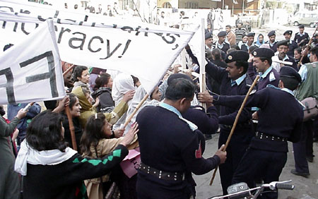 Police tore the banners and placards of RAWA