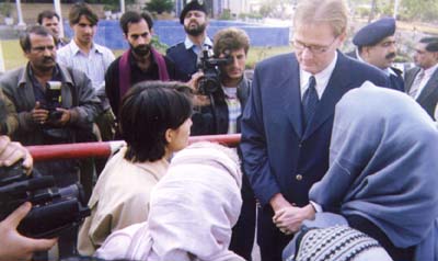 Mr Richard Dictus Operation Director of UNDP in Islamabad listening to the comments of RAWA activists