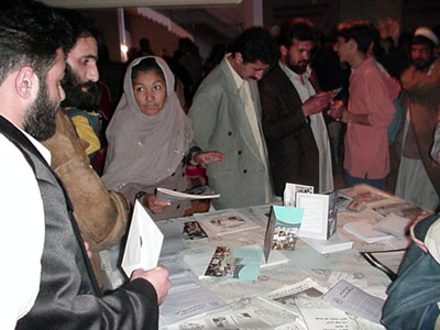 RAWA literature for sell at a corner of the hall