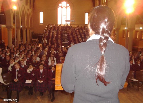 Sohaila speaks at Annesley College assembly